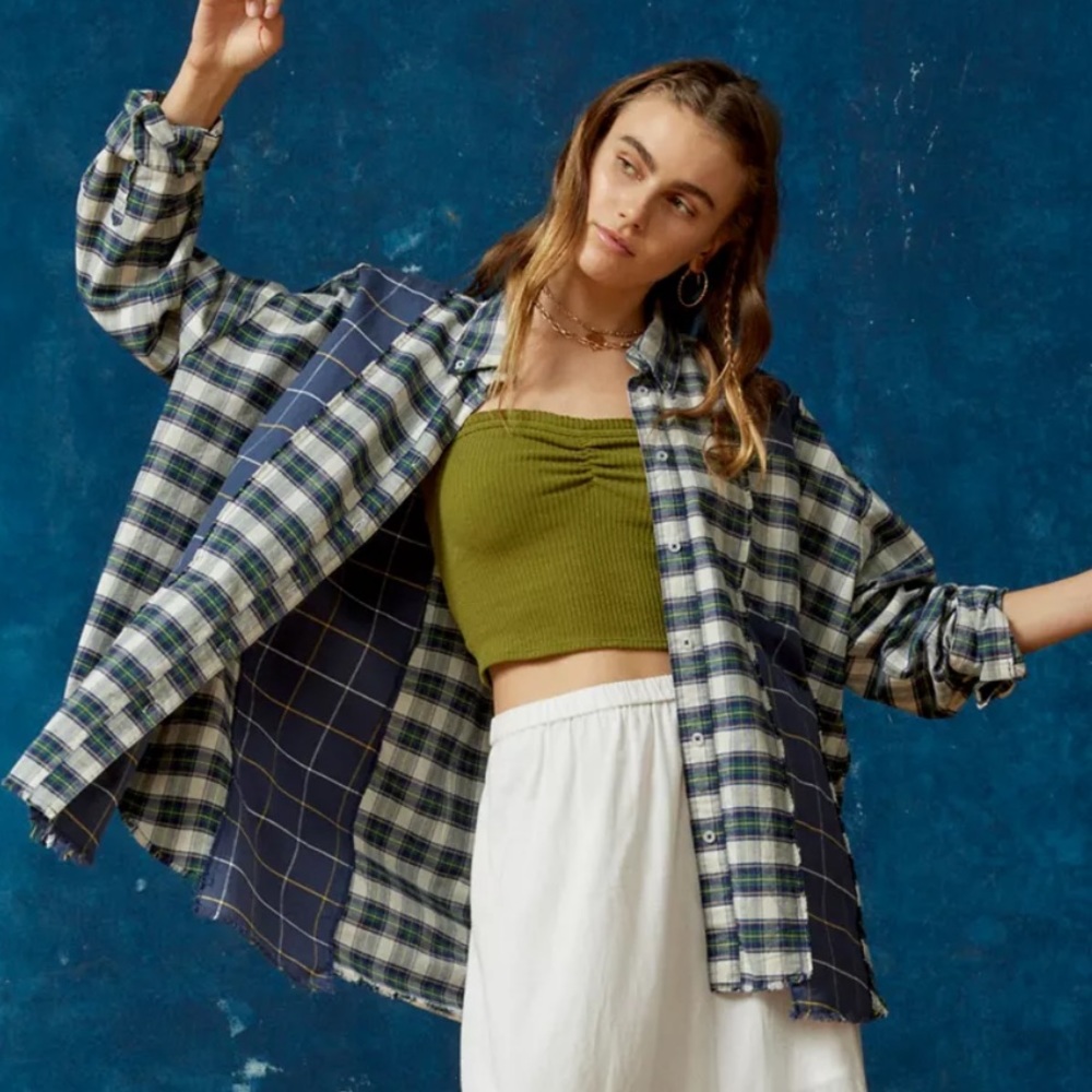 NEW UO Spliced Button Down Shirt